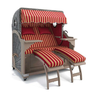 Strandkorb Kampen Teak Vintage Bullauge, Dessin Porto 82333 - Strandkorb Fachhandel Prieß