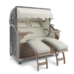 Strandkorb Kampen Teak Vintage Bullauge, Dessin San Sebastian 31417 - Strandkorb Fachhandel Prieß