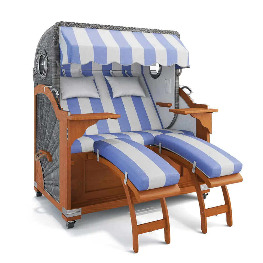 Strandkorb Kampen Teak 145 cm Rattangeflecht Dessin Barcelona 63605 - Strandkorb Fachhandel Prieß