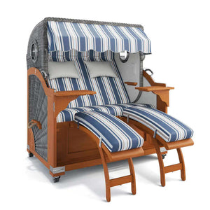 Strandkorb Kampen Teak 145 cm Rattangeflecht Dessin Granada 55205 - Strandkorb Fachhandel Prieß