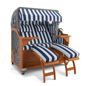 Strandkorb Kampen Teak 145 cm Rattangeflecht Dessin Hamburg 45925 - Strandkorb Fachhandel Prieß