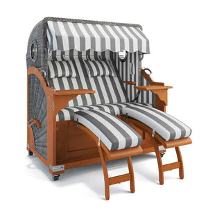 Strandkorb Kampen Teak 145 cm Rattangeflecht Dessin Hamburg 45991 - Strandkorb Fachhandel Prieß