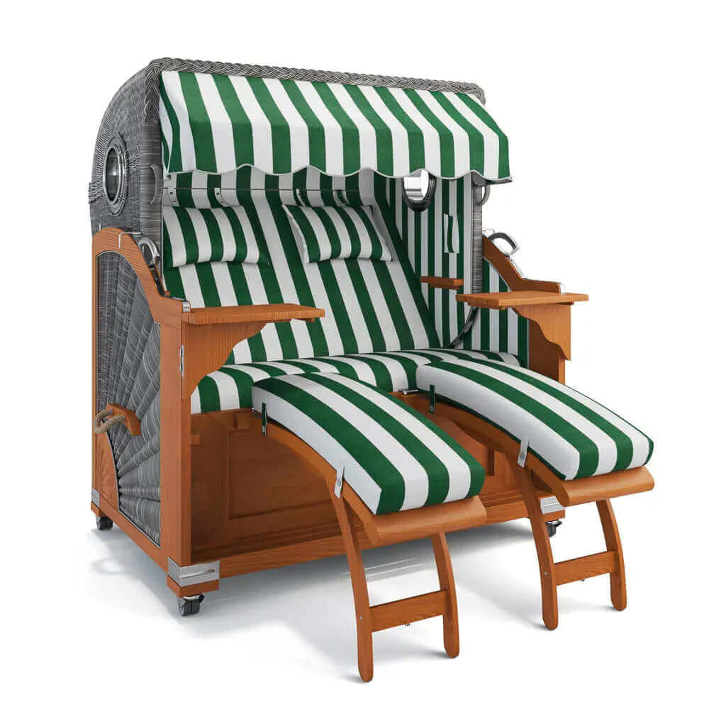 Strandkorb Kampen Teak 145 cm Rattangeflecht Dessin Hamburg 45926 - Strandkorb Fachhandel Prieß