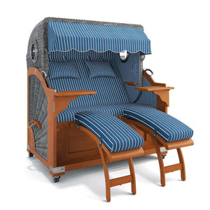 Strandkorb Kampen Teak 145 cm Rattangeflecht Dessin Hannover 95405 - Strandkorb Fachhandel Prieß