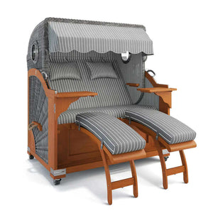 Strandkorb Kampen Teak 145 cm Rattangeflecht Dessin Hannover 95418 - Strandkorb Fachhandel Prieß