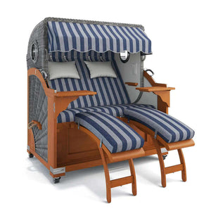 Strandkorb Kampen Teak 145 cm Rattangeflecht Dessin Ibiza 64205 - Strandkorb Fachhandel Prieß