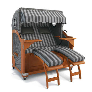 Strandkorb Kampen Teak 145 cm Rattangeflecht Dessin Ibiza 64208 - Strandkorb Fachhandel Prieß