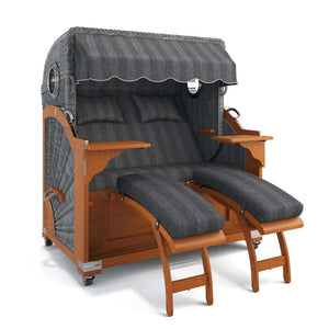 Strandkorb Kampen Teak 145 cm Rattangeflecht Dessin Innsbruck 42665 - Strandkorb Fachhandel Prieß