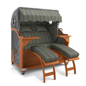 Strandkorb Kampen Teak 145 cm Rattangeflecht Dessin Innsbruck 42640 - Strandkorb Fachhandel Prieß