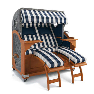 Strandkorb Kampen Teak 145 cm Rattangeflecht Dessin München 48105 - Strandkorb Fachhandel Prieß