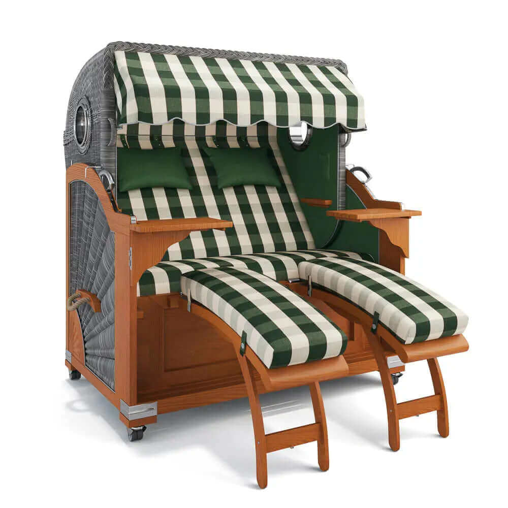 Strandkorb Kampen Teak 145 cm Rattangeflecht Dessin München 48106 - Strandkorb Fachhandel Prieß