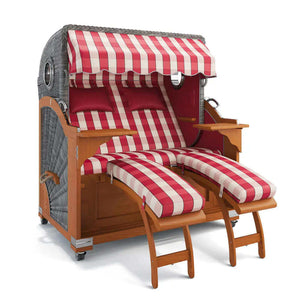 Strandkorb Kampen Teak 145 cm Rattangeflecht Dessin München 48103 - Strandkorb Fachhandel Prieß