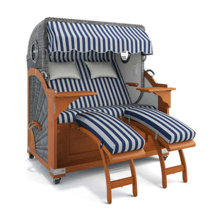 Strandkorb Kampen Teak 145 cm Rattangeflecht Dessin Porto 82385 - Strandkorb Fachhandel Prieß