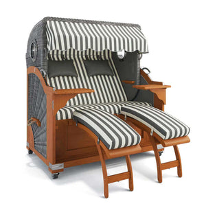 Strandkorb Kampen Teak 145 cm Rattangeflecht Dessin Porto 82338 - Strandkorb Fachhandel Prieß