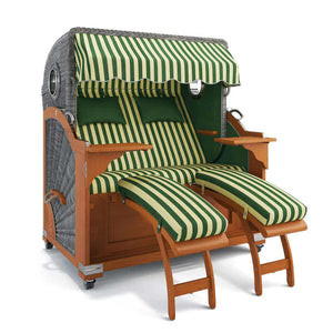 Strandkorb Kampen Teak 145 cm Rattangeflecht Dessin Porto 82336 - Strandkorb Fachhandel Prieß