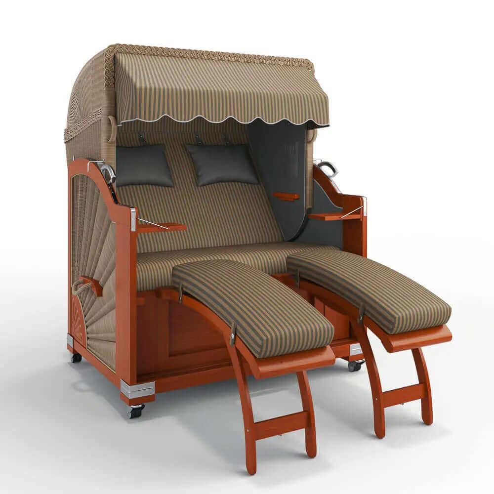 Strandkorb Keitum Mahagoni 130 cm Rattangeflecht Dessin New York 57436 - Strandkorb Fachhandel Prieß