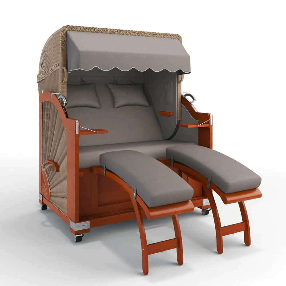 Strandkorb Keitum Mahagoni 130 cm Rattangeflecht Dessin Sebastian 31419 - Strandkorb Fachhandel Prieß