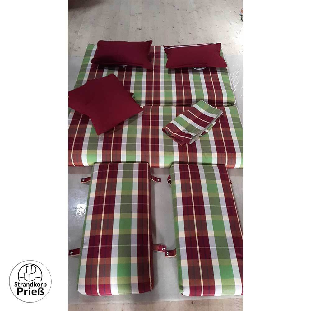 Einzelstück herausnehmbare Polster Set XXL Dessin 119 für Strandkorb Friesland Sailor Nautic mit Markise, Nackenkissen, Sitzpolster