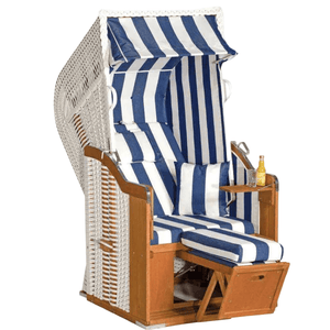Strandkorb SunnySmart Rustikal 250 Plus, 1-Sitzer, PVC-Geflecht weiss, Dessin 1080