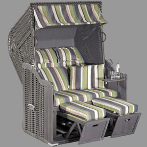 Strandkorb SunnySmart Rustikal 255 Plus, Holz grau lasiert, PVC-Geflecht anthrazit, Dessin  1226 wie abgebildet