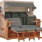 Strandkorb Mr. Deko Baltikum Bullaugen Teak Geflecht PE shell 3 Sitzer XXL Dessin 504 - Strandkorb Fachhandel Prieß