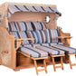 Strandkorb Mr. Deko Baltikum Bullaugen Teak Geflecht PE shell 3 Sitzer XXL Dessin 580 - Strandkorb Fachhandel Prieß
