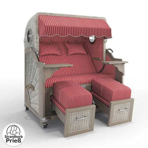 Strandkorb Strandkorbprofi Munkmarsch Teak Vintage white washed Hannover_rot_95403_Bullauge - Strandkorb Fachhandel Prieß