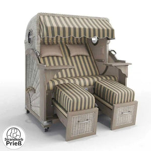 Strandkorb Strandkorbprofi Munkmarsch Teak Vintage white washed Menorca_sand-grau_72158_Bullauge - Strandkorb Fachhandel Prieß