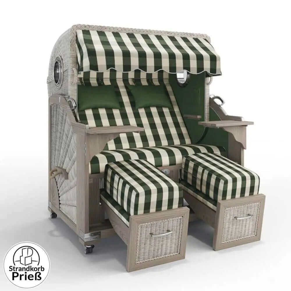 Strandkorb Strandkorbprofi Munkmarsch Teak Vintage white washed Muenchen_gruen_48106_Bullauge - Strandkorb Fachhandel Prieß