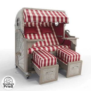 Strandkorb Strandkorbprofi Munkmarsch Teak Vintage white washed Muenchen_rot_48103_Bullauge - Strandkorb Fachhandel Prieß