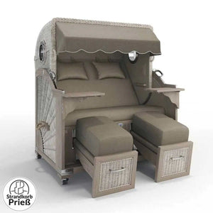 Strandkorb Strandkorbprofi Munkmarsch Teak Vintage white washed San_Sebastian_grau-sand_31421_Bullauge - Strandkorb Fachhandel Prieß