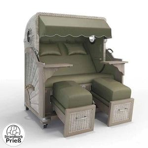 Strandkorb Strandkorbprofi Munkmarsch Teak Vintage white washed San_Sebastian_oliv_31416_Bullauge - Strandkorb Fachhandel Prieß