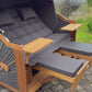 Komplettpaket C71 Strandkorb Prieß Modell Meister Holz Iroko Holz, PE Geflecht dunkelgrau, wie abgebildet, 170 cm