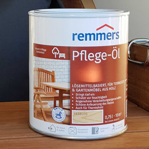 Pflegeöl von Remmers für Gartenmöbel aus Holz, 0,75 Liter, Lasur Iroko farblos