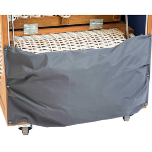 Stautasche Prieß Modell Meister in Grau mit Reißverschluss, ideal passend für Strandkorb, sicher befestigt.