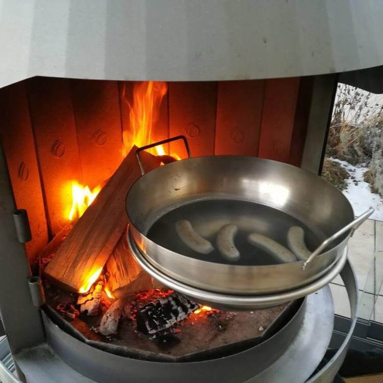 HERMAPRO Gartenkamin Vario 80 oder 70, Edelstahl gesteppt Haube - Strandkorb Prieß