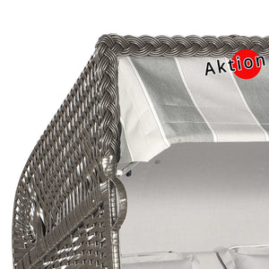 Nr. 1 - Strandkorb Sonnenpartner Modell Classic 2-Sitzer mit stylish Markise und anthrazitfarbenem Geflecht