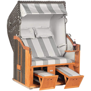 Nr. 1 - Strandkorb Sonnenpartner Modell Classic 2-Sitzer in elegantem Design mit anthrazitfarbenem Geflecht.