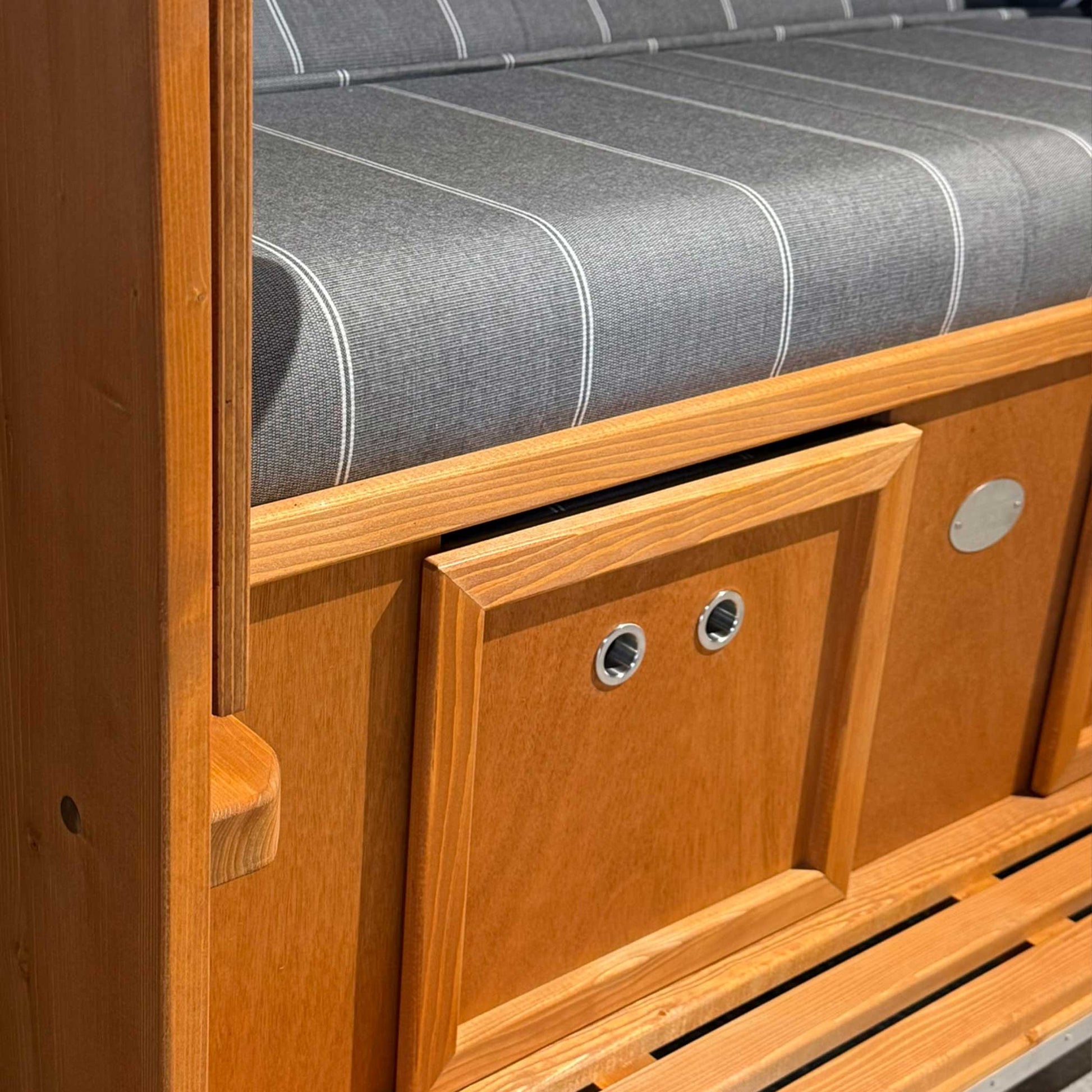 Strandkorb Sonnenpartner Modell Classic PVC-Geflecht anthrazit, Holz lasiert