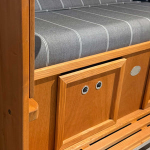 Strandkorb Sonnenpartner Modell Classic PVC-Geflecht anthrazit, Holz lasiert