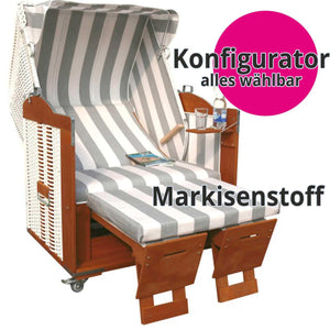 Eggers Strandkorb Standard mit Markisenstoff und Konfigurator für individuelles Design.