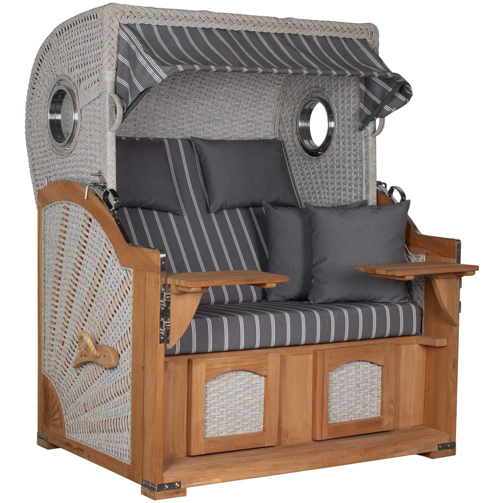 Strandkorb Aruba XL ivory mit Rope Kordel-Geflecht und komfortablen Kissen für entspannte Momente