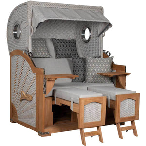 Strandkorb deVries Aruba XL Rope Kordel-Geflecht 15mm in ivory mit komfortablem Design und Holzdetails.