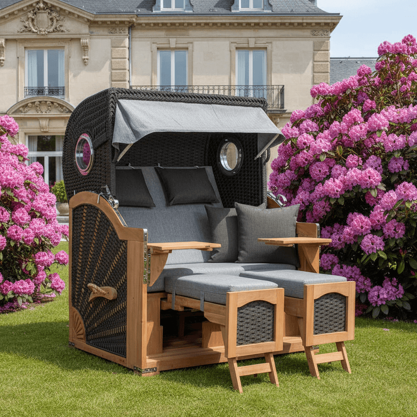 Strandkorb devries Aruba XL Rope Kordel-Geflecht 15mm anthracite Dessin 466 grau