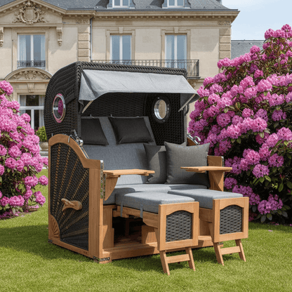 Strandkorb devries Aruba XL Rope Kordel-Geflecht 15mm anthracite Dessin 466 grau