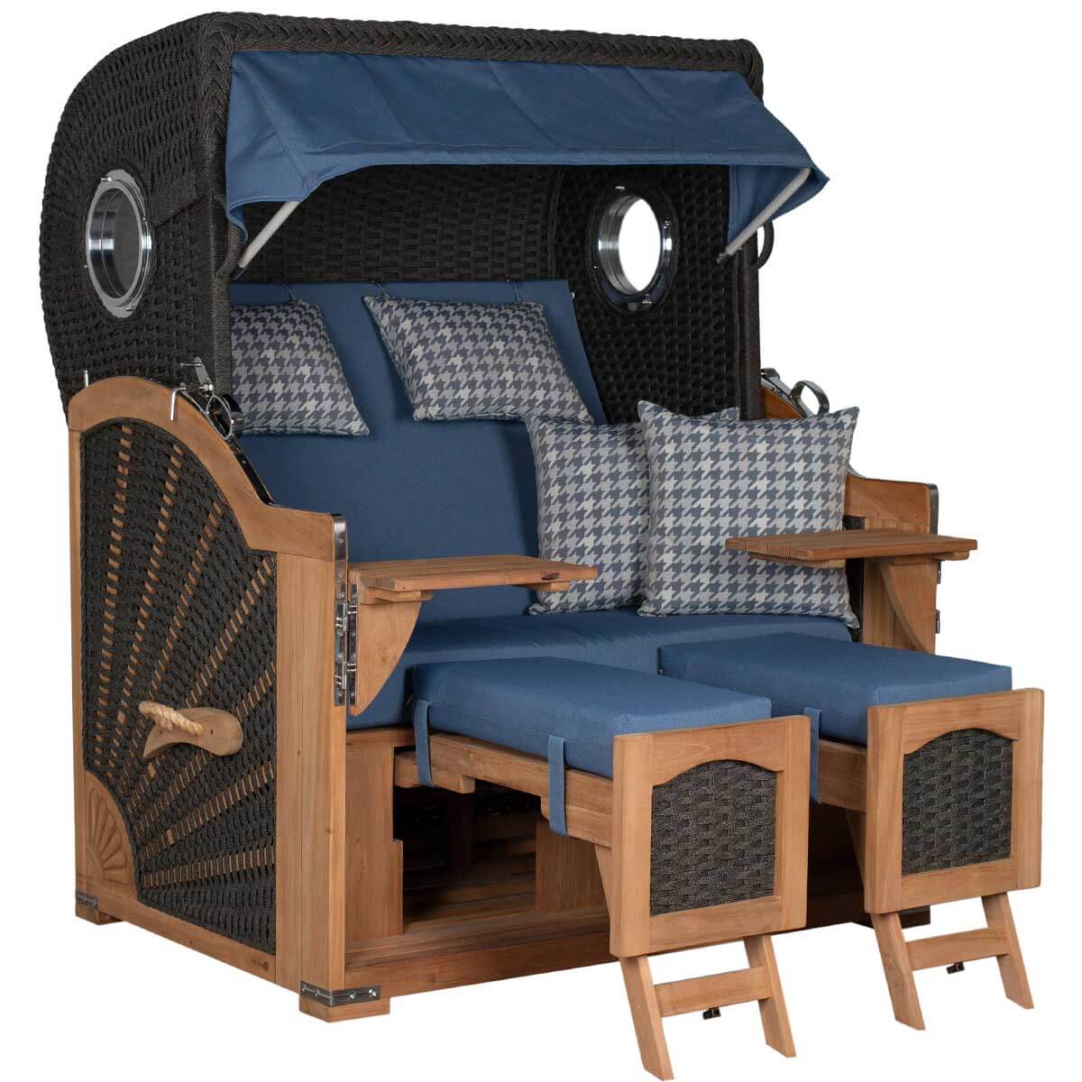 Strandkorb deVries Aruba XL mit Rope Kordel-Geflecht in anthrazit und komfortablen Sitzpolstern