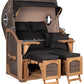 Strandkorb Mr. Deko Skyline Düne Bullaugen Teak PE grey 2 Sitzer Dessin Dresden