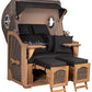 Strandkorb Mr. Deko Skyline Düne Bullaugen Teak PE grey 2 Sitzer Dessin Ostfriesland