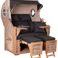 Strandkorb Mr. Deko Skyline Düne Bullaugen Teak PE shell 2 Sitzer Dessin Essen