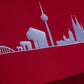 Strandkorb Mr. Deko Skyline Düne Bullaugen Teak PE shell 2 Sitzer Dessin Köln rot